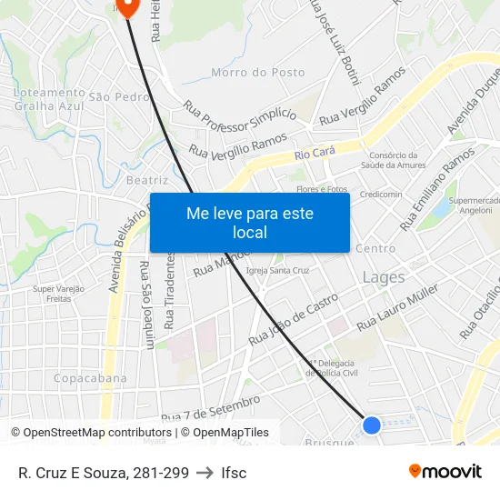 R. Cruz E Souza, 281-299 to Ifsc map
