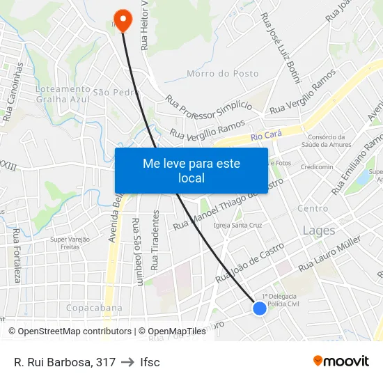 R. Rui Barbosa, 317 to Ifsc map