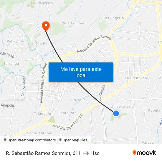 R. Sebastião Ramos Schmidt, 611 to Ifsc map