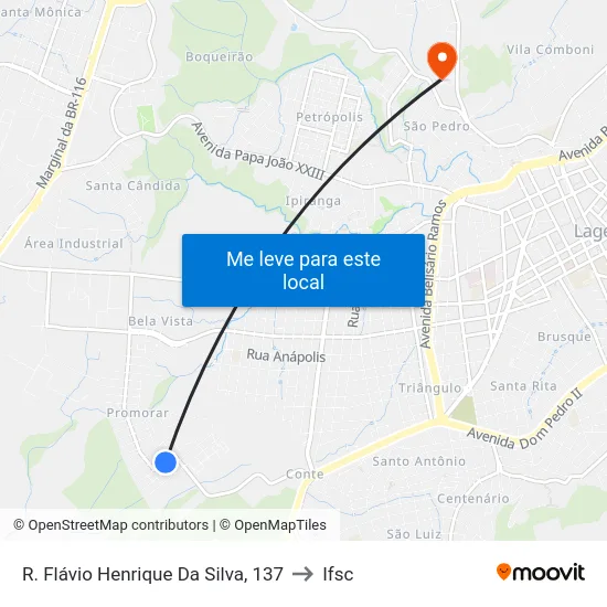 R. Flávio Henrique Da Silva, 137 to Ifsc map