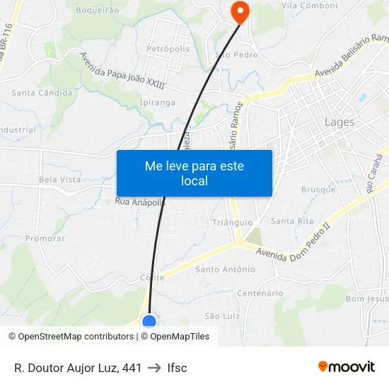 R. Doutor Aujor Luz, 441 to Ifsc map