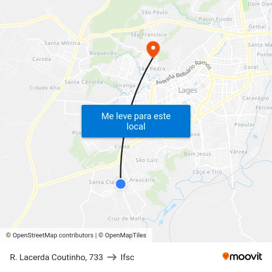 R. Lacerda Coutinho, 733 to Ifsc map