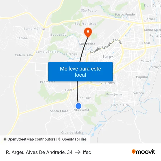 R. Argeu Alves De Andrade, 34 to Ifsc map