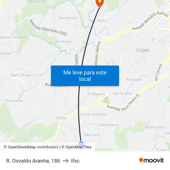 R. Osvaldo Aranha, 186 to Ifsc map