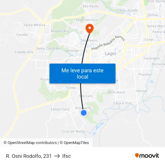 R. Osni Rodolfo, 231 to Ifsc map
