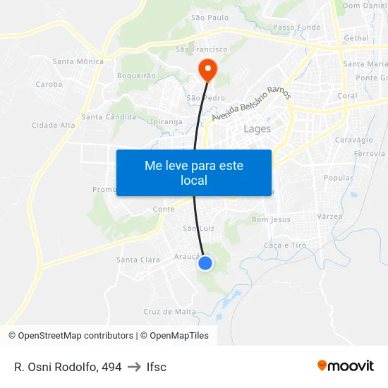 R. Osni Rodolfo, 494 to Ifsc map
