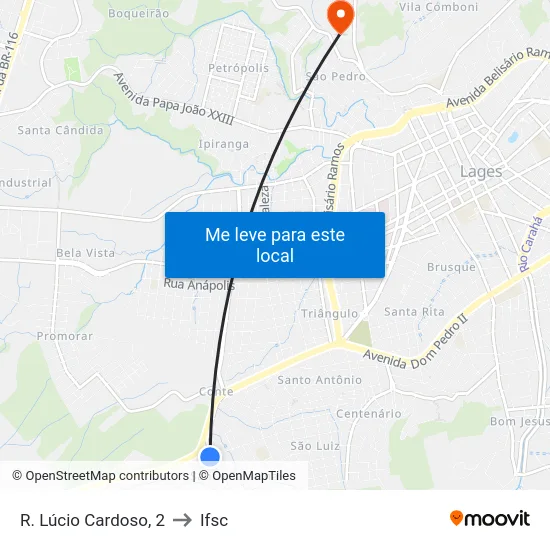 R. Lúcio Cardoso, 2 to Ifsc map