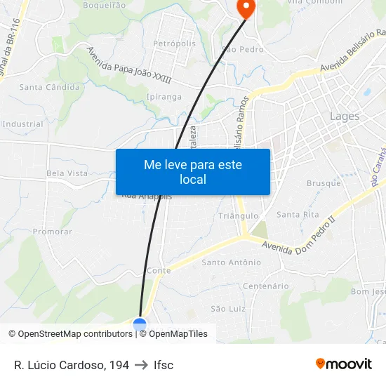 R. Lúcio Cardoso, 194 to Ifsc map