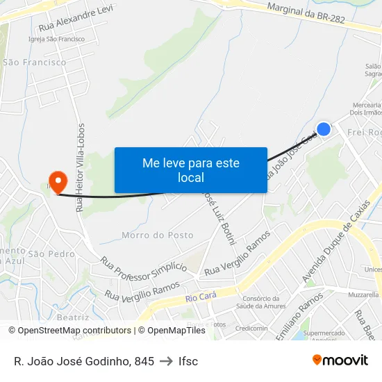 R. João José Godinho, 845 to Ifsc map