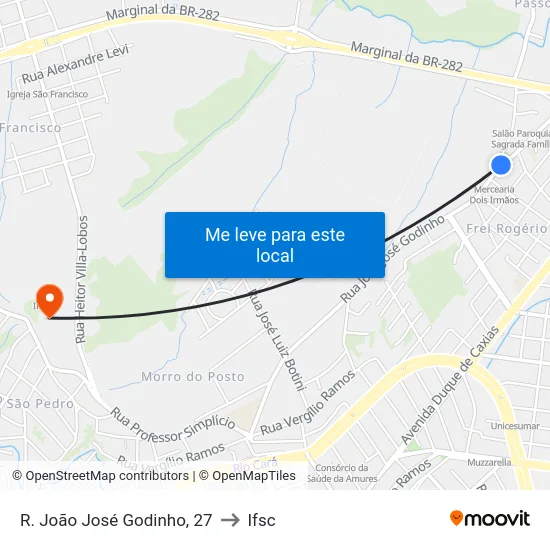 R. João José Godinho, 27 to Ifsc map