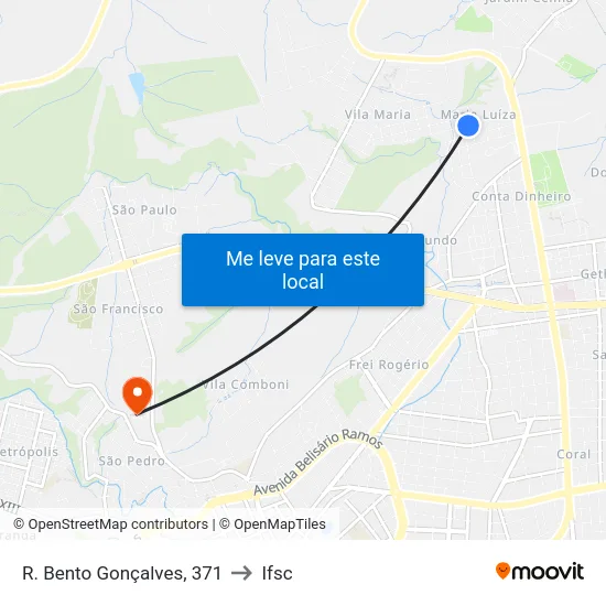 R. Bento Gonçalves, 371 to Ifsc map