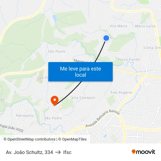 Av. João Schultz, 334 to Ifsc map