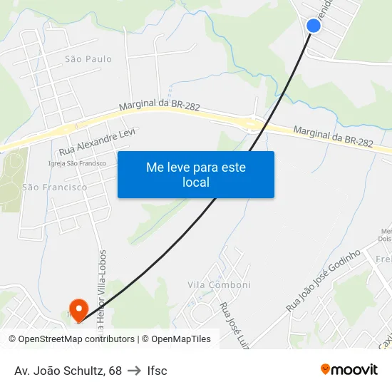 Av. João Schultz, 68 to Ifsc map