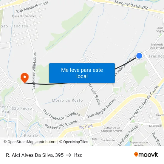 R. Alci Alves Da Silva, 395 to Ifsc map
