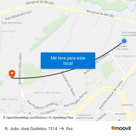 R. João José Godinho, 1514 to Ifsc map