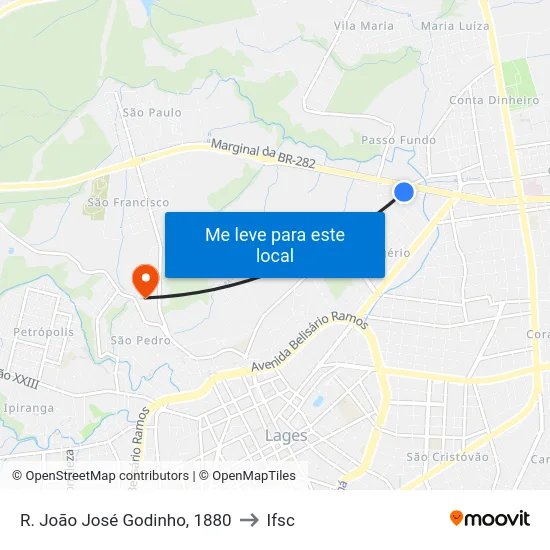 R. João José Godinho, 1880 to Ifsc map