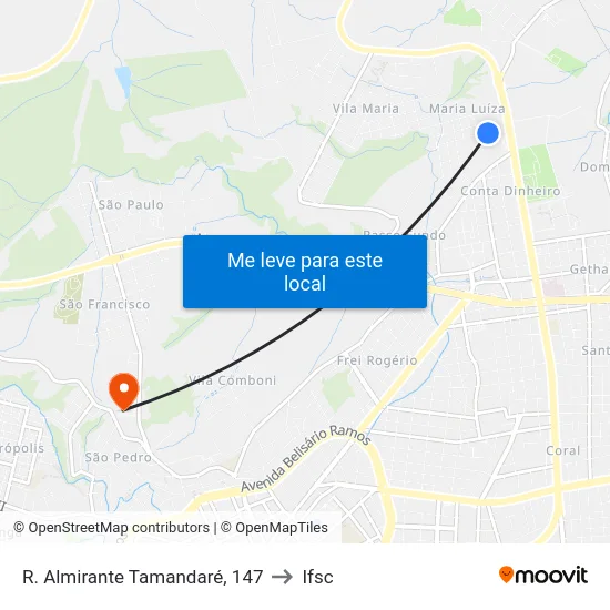 R. Almirante Tamandaré, 147 to Ifsc map