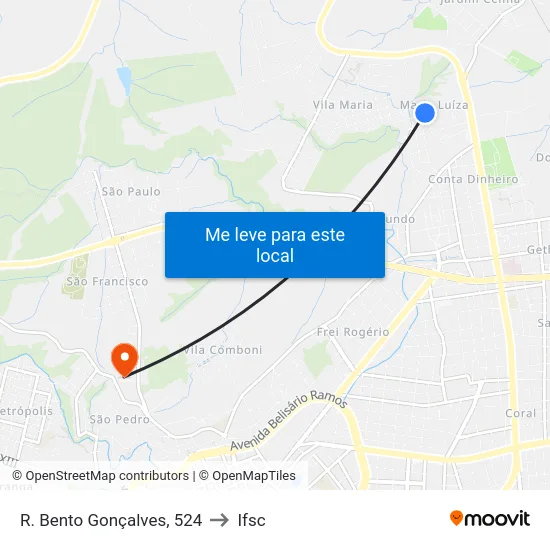 R. Bento Gonçalves, 524 to Ifsc map