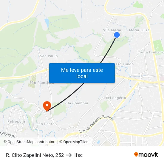 R. Clito Zapelini Neto, 252 to Ifsc map
