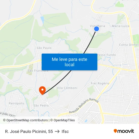 R. José Paulo Picinini, 55 to Ifsc map