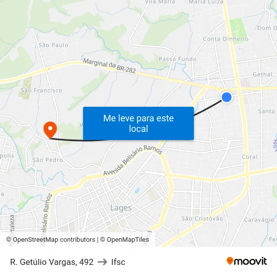 R. Getúlio Vargas, 492 to Ifsc map