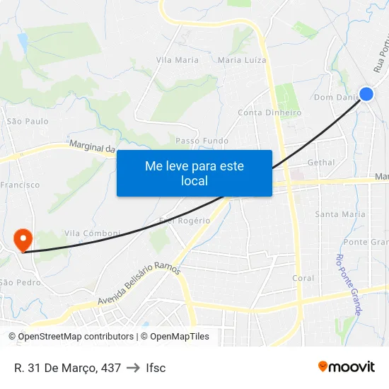 R. 31 De Março, 437 to Ifsc map