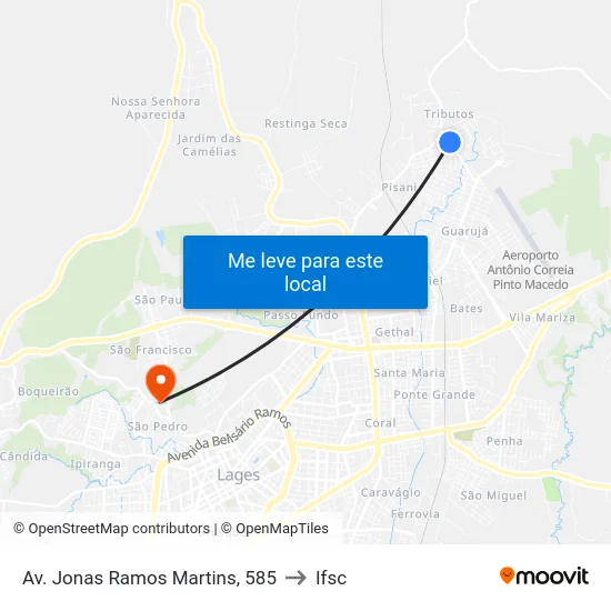 Av. Jonas Ramos Martins, 585 to Ifsc map