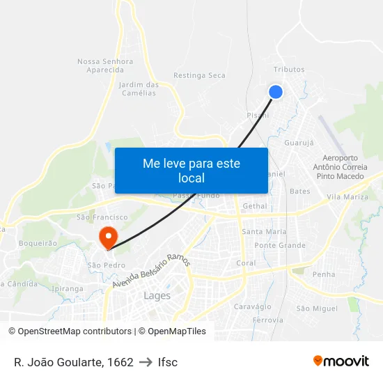 R. João Goularte, 1662 to Ifsc map