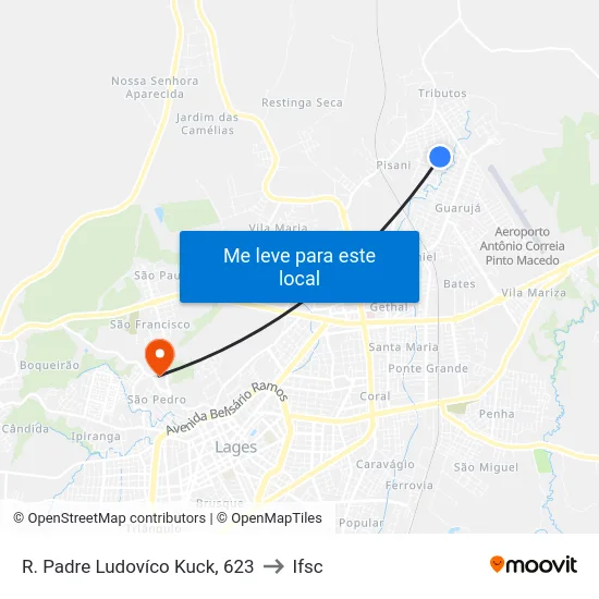 R. Padre Ludovíco Kuck, 623 to Ifsc map