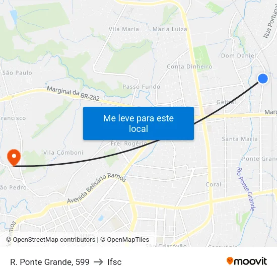 R. Ponte Grande, 599 to Ifsc map