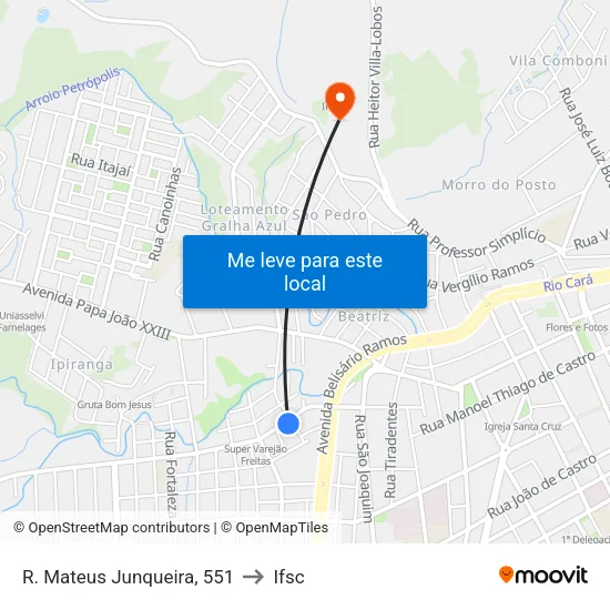 R. Mateus Junqueira, 551 to Ifsc map