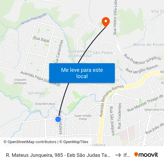 R. Mateus Junqueira, 985 - Eeb São Judas Tadeu to Ifsc map