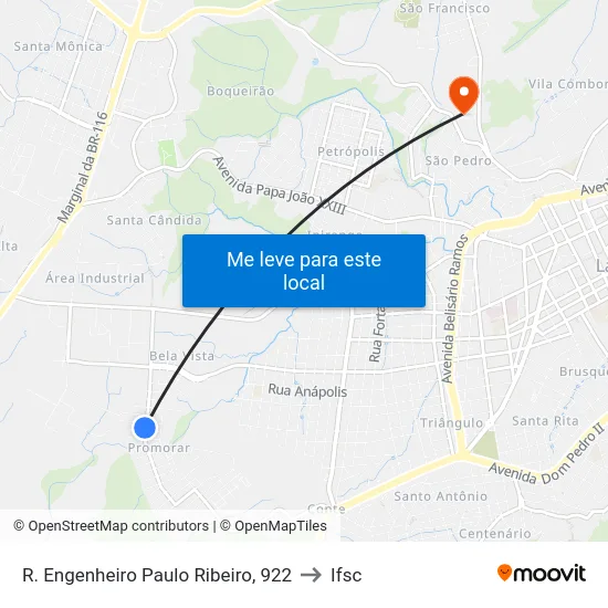 R. Engenheiro Paulo Ribeiro, 922 to Ifsc map