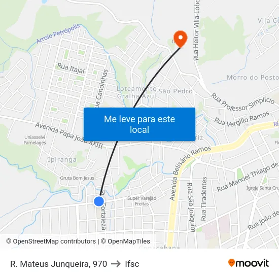 R. Mateus Junqueira, 970 to Ifsc map