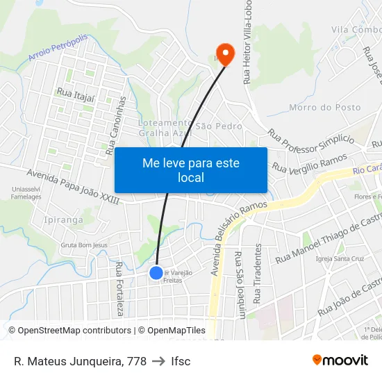 R. Mateus Junqueira, 778 to Ifsc map