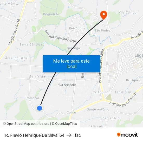 R. Flávio Henrique Da Silva, 64 to Ifsc map