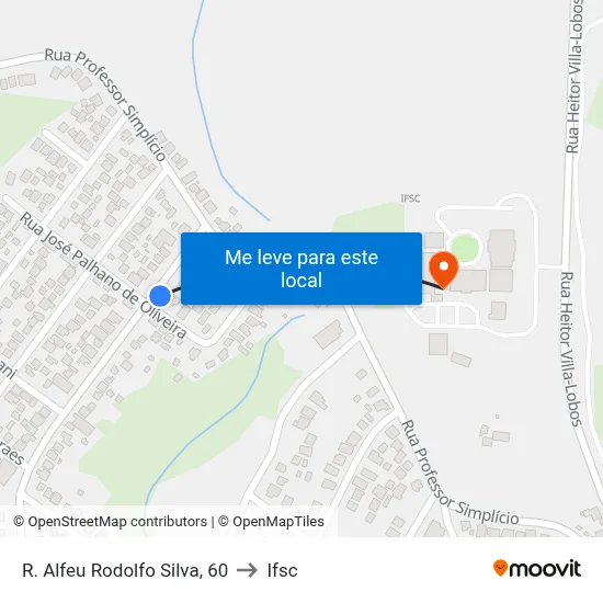 R. Alfeu Rodolfo Silva, 60 to Ifsc map