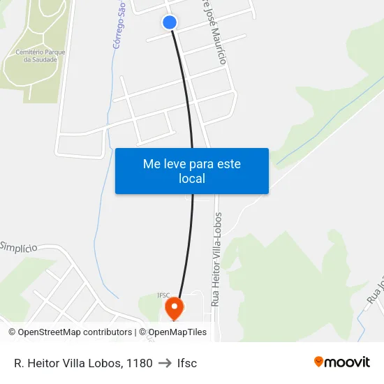 R. Heitor Villa Lobos, 1180 to Ifsc map