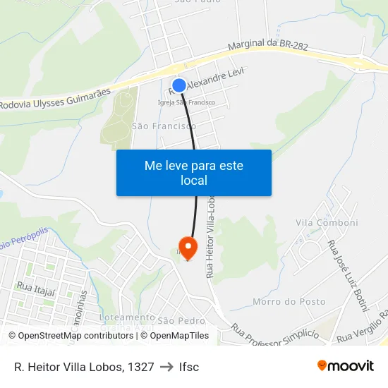 R. Heitor Villa Lobos, 1327 to Ifsc map