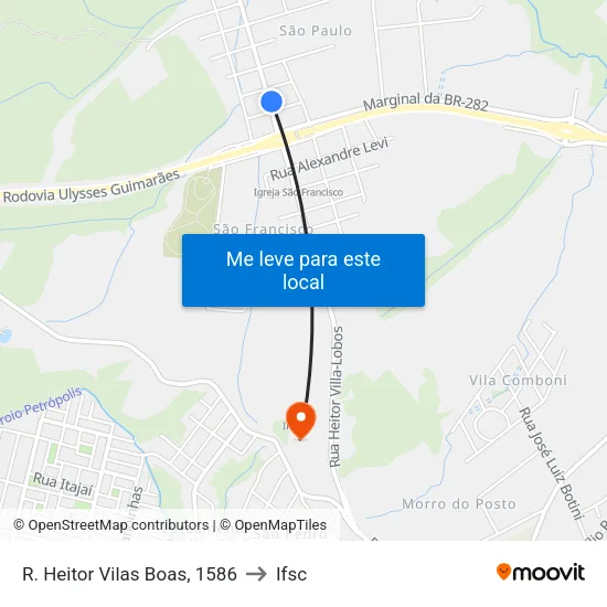 R. Heitor Vilas Boas, 1586 to Ifsc map
