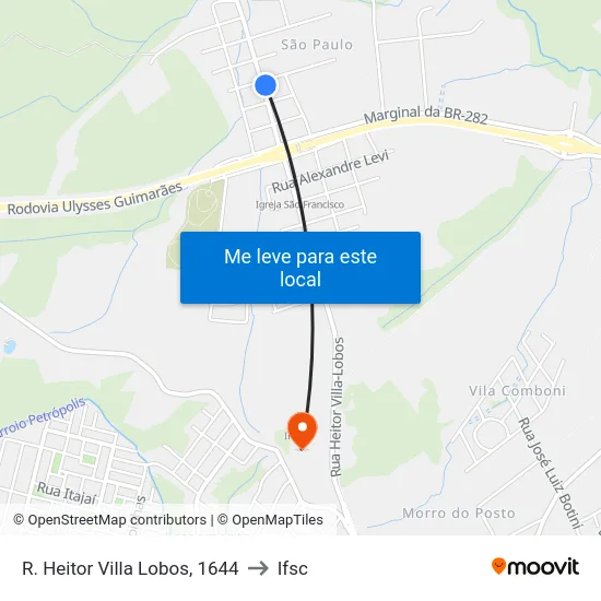 R. Heitor Villa Lobos, 1644 to Ifsc map