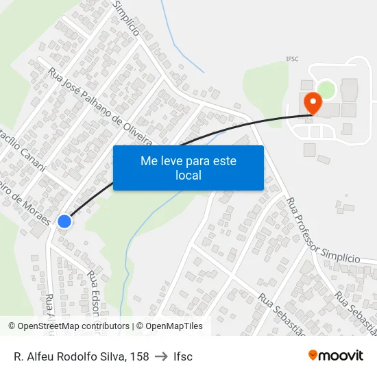 R. Alfeu Rodolfo Silva, 158 to Ifsc map
