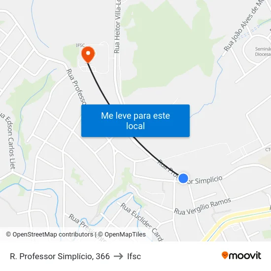 R. Professor Simplício, 366 to Ifsc map