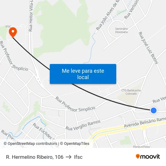 R. Hermelino Ribeiro, 106 to Ifsc map