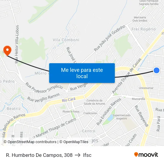 R. Humberto De Campos, 308 to Ifsc map