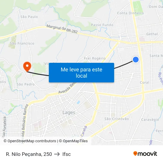 R. Nilo Peçanha, 250 to Ifsc map