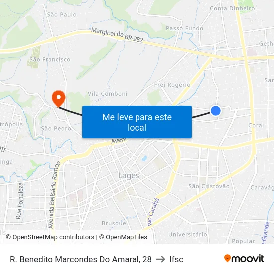 R. Benedito Marcondes Do Amaral, 28 to Ifsc map