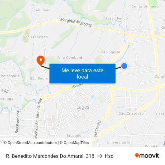 R. Benedito Marcondes Do Amaral, 318 to Ifsc map