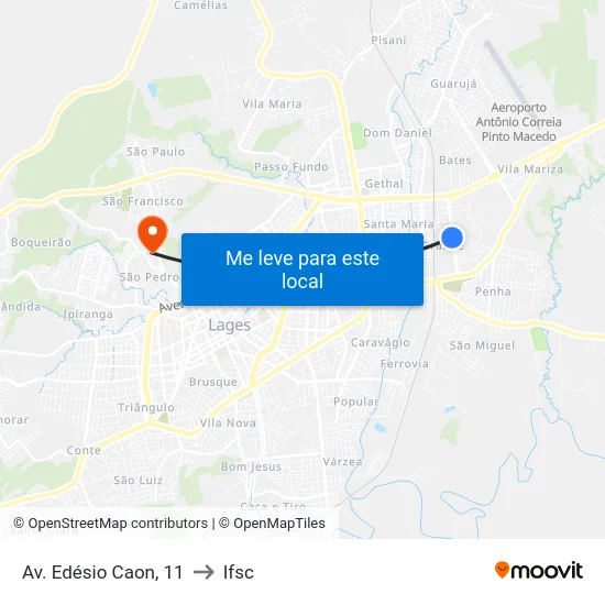 Av. Edésio Caon, 11 to Ifsc map