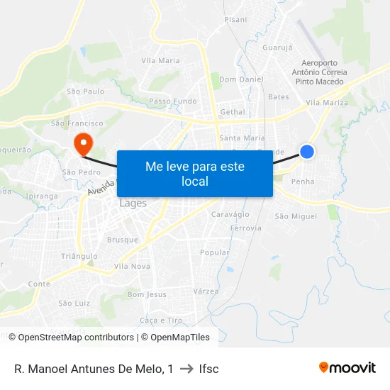 R. Manoel Antunes De Melo, 1 to Ifsc map